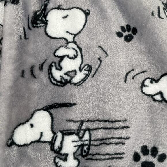 Peanuts Snoopy and Woodstock Throw Blanket Gray 50x70 - Picture 4 of 9